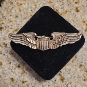 Vintage Rare WWII US Army Pilot AIR FORCE wings Sterling Silver
